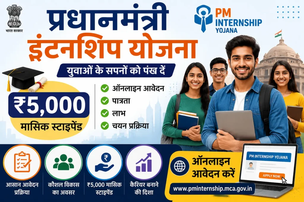 प्रधानमंत्री इंटर्नशिप योजना ₹5000 मासिक स्टाइपेंड ऑनलाइन आवेदन पात्रता